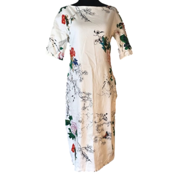 Zara Floral Print Dress - White and Multicolor - Picture 1 of 9